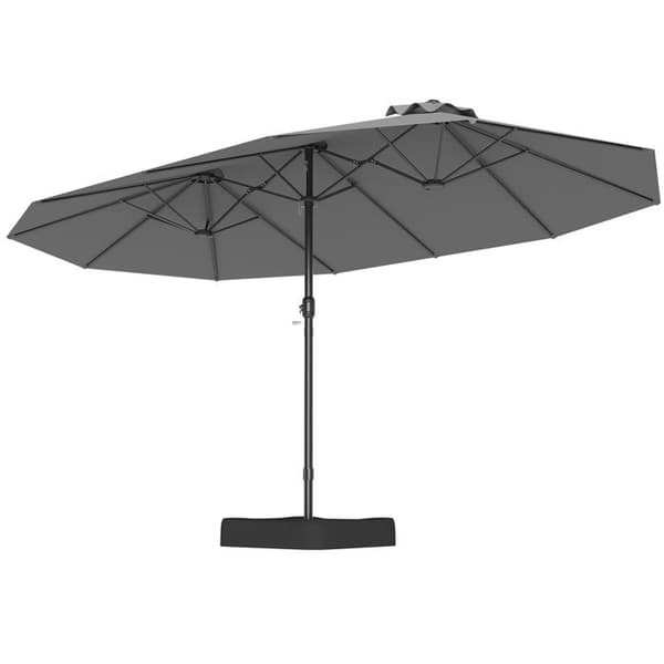 Parasol Dobbelt til Haven 470x285cm Rektangulær - COSTWAY - Eft. Base og 2 Sandposer inkluderet - 12 Robuste Ribber - Terrasse - Grå
