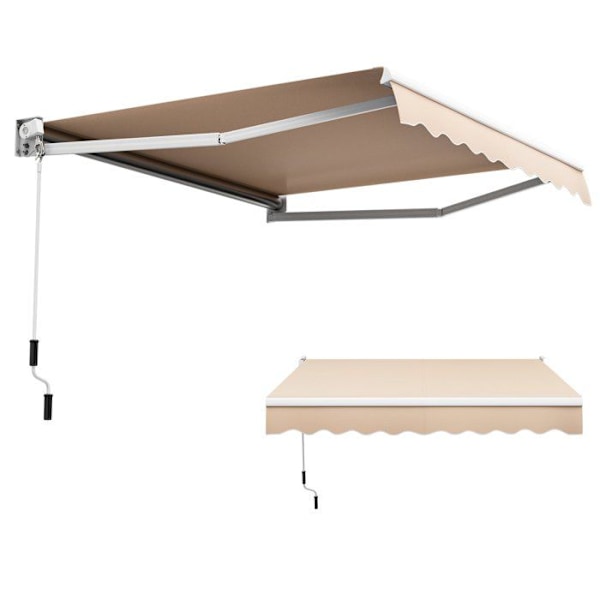 COSTWAY Markis Markis Manual Infällbar markis 245x200CM Justerbar vinkel 40°-100° utan borrning för fönster/balkong/trädgård Beige