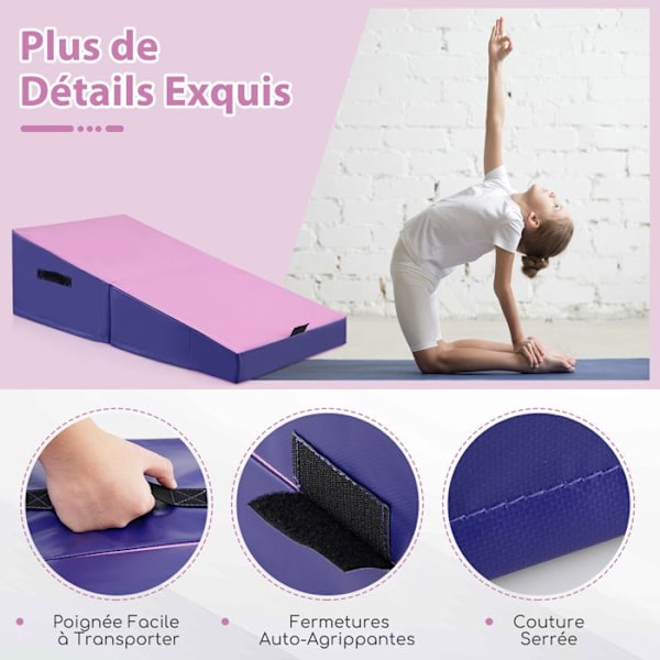 COSTWAY Incline Gymnastikmåtte - 120 x 60 x 35 cm - Foldbar retvinklet - EPE-skum og skridsikkert PVC-læder - Bærehåndtag