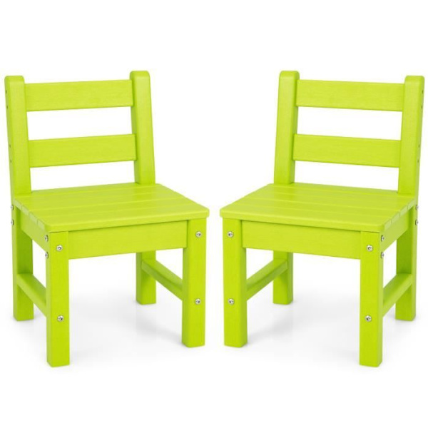 COSTWAY Sæt med 2 PE plast børnestole - 34 x 33 x 57 cm (L x B x H) Grøn Grön
