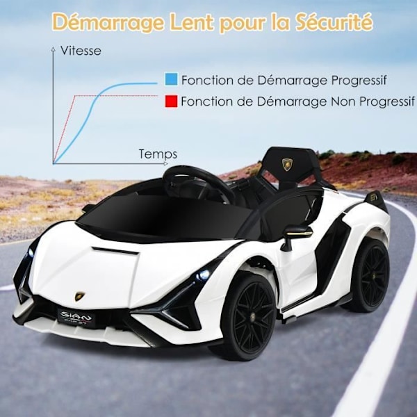 Lamborghini SIAN elbil til børn 3-8 år - COSTWAY - Hvid - MP3, USB, Radio, 2.4G fjernbetjening Vit