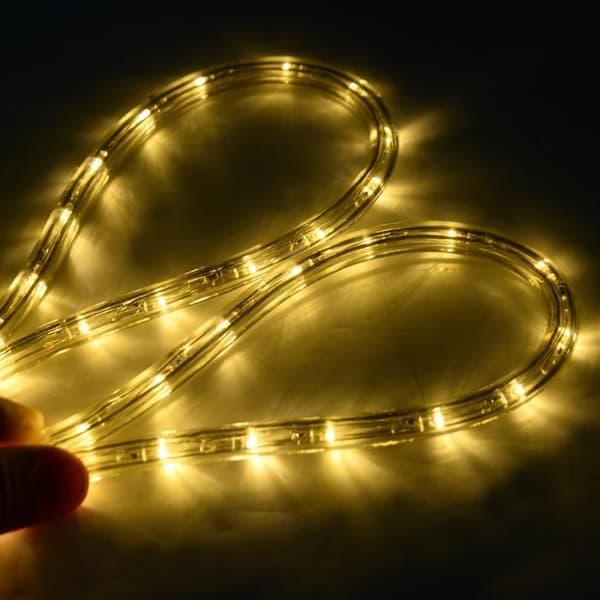 COSTWAY 10M Udendørs Lysrør LED String Lights Julepynt med 360 lamper og strømadapter Beige