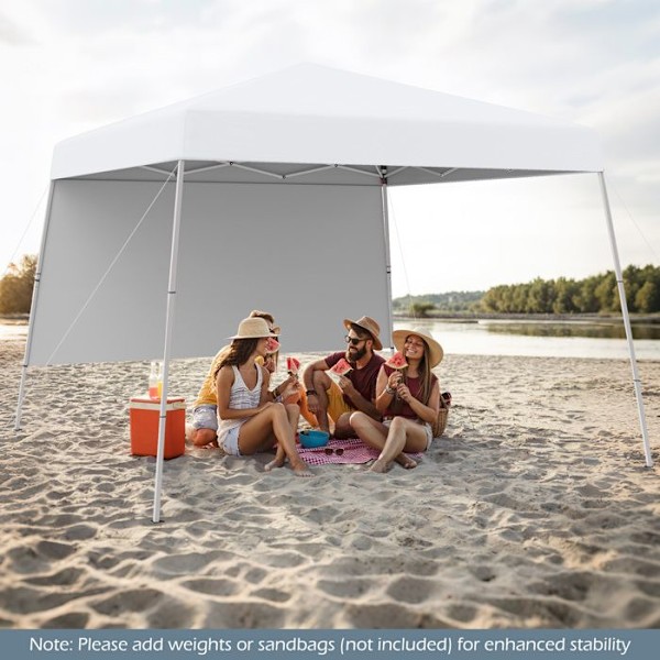COSTWAY Pop-Up Foldbar Telt 3 x 3 M med 1 Sidevæg - Solbeskyttelse UPF50+ - Bærbar Rygsæk til Camping, Hvid
