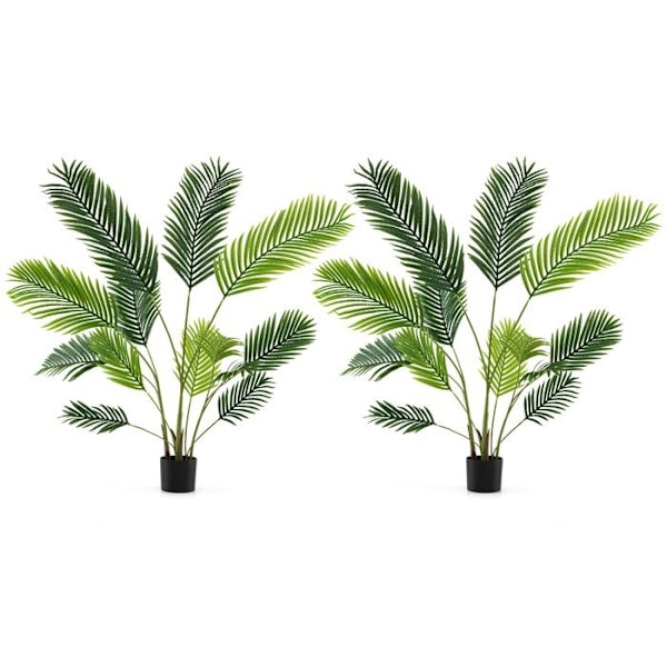2 kpl 90 cm Areca-palmuja - COSTWAY - Tekoplantti ruukussa, joka on täytetty sementillä, kotiin ja toimistoon