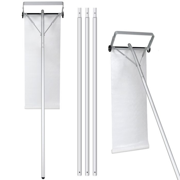 COSTWAY Taksnöskyffel - Längd 193-619 cm - 4 avtagbara stänger - Brett huvud - PE-tyg 313 x 45 cm - 2 hjul - Aluminiumrör