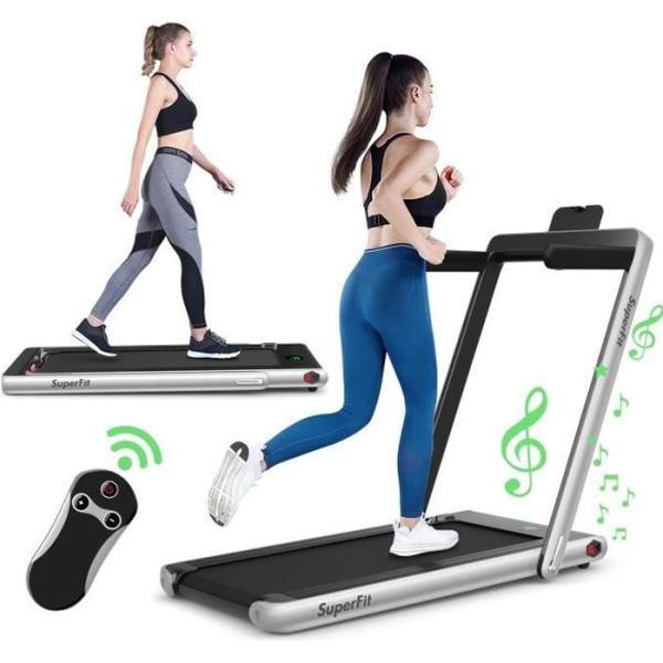 COSTWAY kokoontaittuva sähköinen juoksumatto/kävelykone, jota ohjataan APP Bluetoothilla 12 km/h LED-näyttökaiuttimella 0,75HP Motor Silver