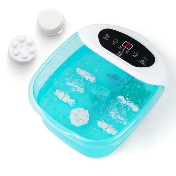 COSTWAY Fotbad - Automatisk massage, snabb uppvärmning 35°C till 46°C, bubbelvibrationer, 1 H timerfunktion, ljusblå