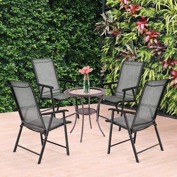 COSTWAY Havemøbel i rattan, top af hærdet glas, ramme i rustfrit jern, opbevaringsplads, rundt bord 64 x 71 cm