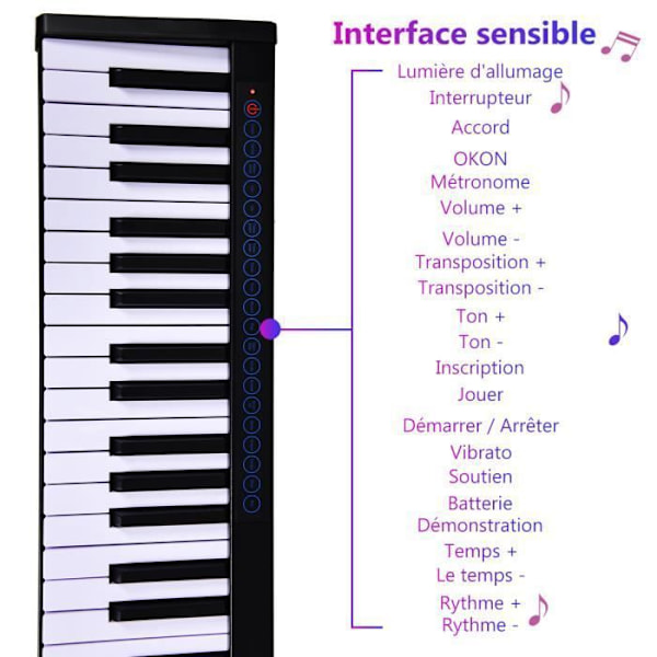 COSTWAY Bärbart 88-tangenters digitalpianoklaviatur - Bluetooth APP-funktion - Mikrofon - MIDI/USB-gränssnitt - 128 rytmer, 20 demos