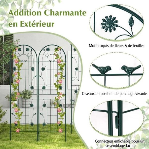 COSTWAY Metal Garden Trellis Set om 2 180x50cm - 3 i 1 Plant Support - Elegant Mönster - Klätterväxter, Rosor, Grönsaker