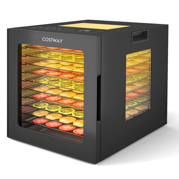COSTWAY Mattorkontroller - Torkugn med 10 hyllor i rostfritt stål - 10 förinställda program - 48H timer - Temperatur 30-75℃