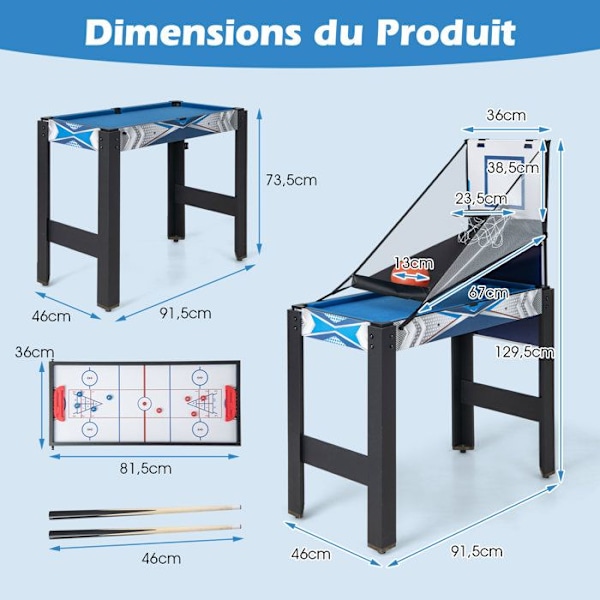 Tabel Multi-spil 6i1 COSTWAY Basketball, Billard, Ping-Pong, Hockey, Pucks, Bowling Fuld Udstyr - Spil derhjemme Flerfärgad