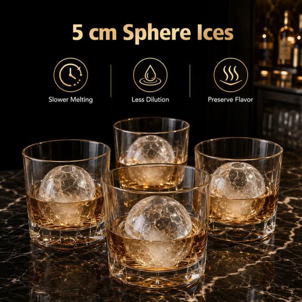 COSTWAY Ismaskine 4 PCS Iskugler, LED-panel, Selvrensende, Kompakt Stille til Cocktail Whiskey Sort