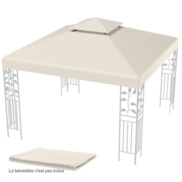 COSTWAY Ersättningspaviljongduk 3m x 3m Polyester Dubbla Canvas Dräneringshål Krok- och öglefästen Beige Beige
