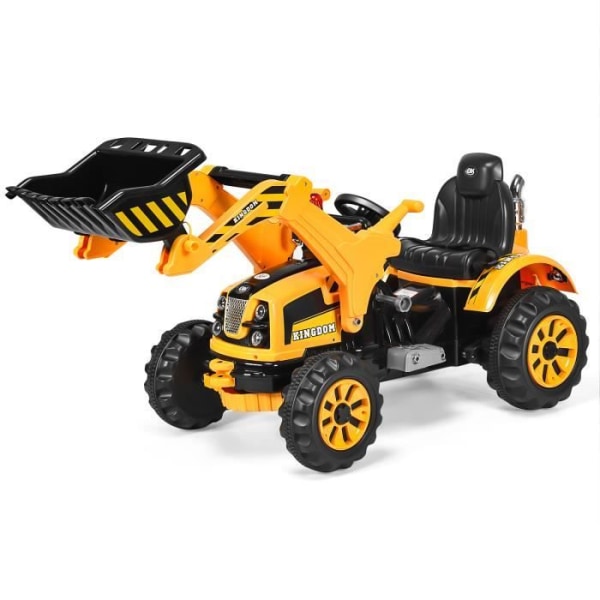 COSTWAY barntraktor 3-8 år gammal, elektrisk traktor med 2 hastighetsval, framåt och bakåt gul