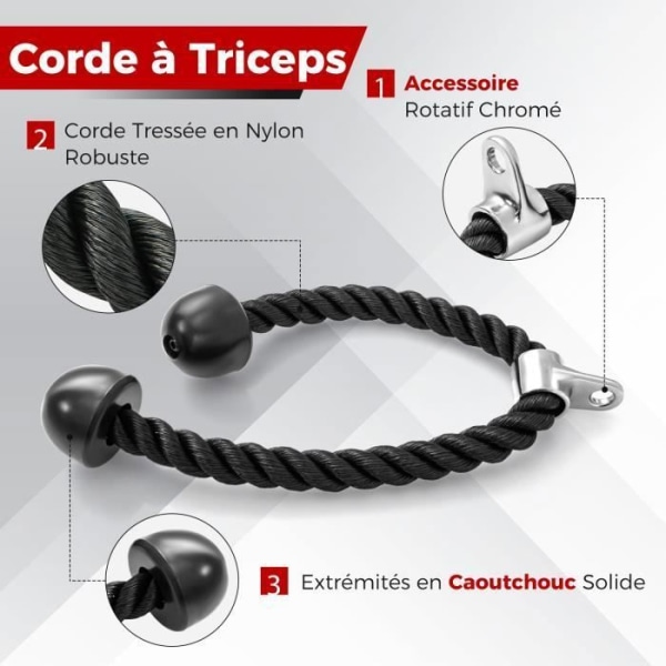 COSTWAY Set med 4 Triceps V Bar, Triceps Rope, V Triceps Press Bar, Double D Handle, Triceps/Biceps Bar
