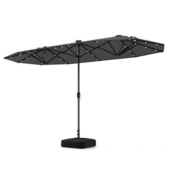 Parasol Double af Have XXL med 36 LED-lamper - COSTWAY - Grå - 400 x 200 x 240 cm Grå