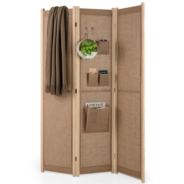 COSTWAY 3-paneelin Kylt. Natur