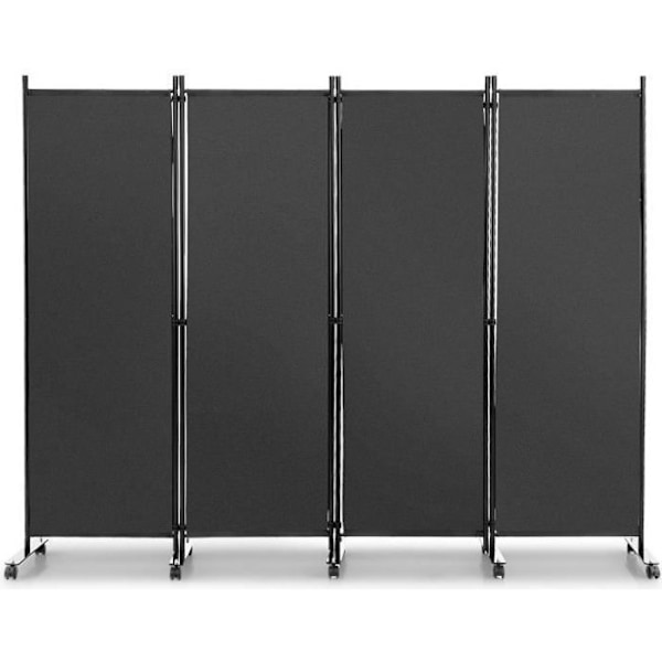 COSTWAY rullskärm 4 paneler Vikbar, fristående rumsavdelare Skydda integritet, 225 x 173 CM Grå