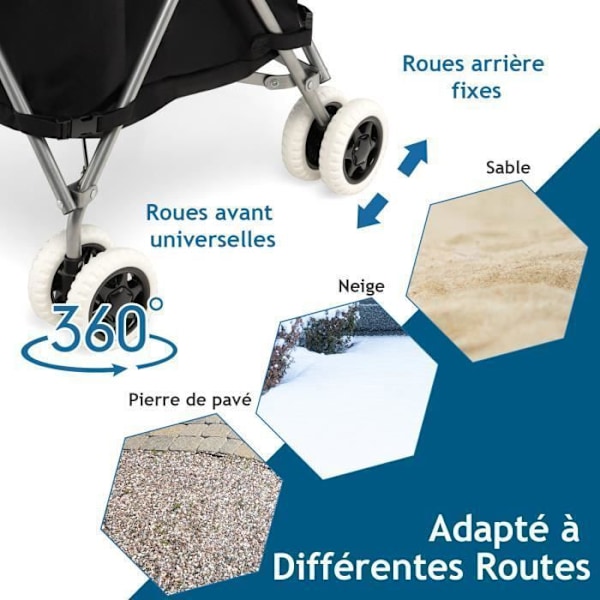 Foldbar Indkøbsvogn COSTWAY-90 L-Bremsesystem og 360° Styring-Oxford Taske-Vandafvisende-Stålramme-Kapacitet på 54 kg-Sort Svart