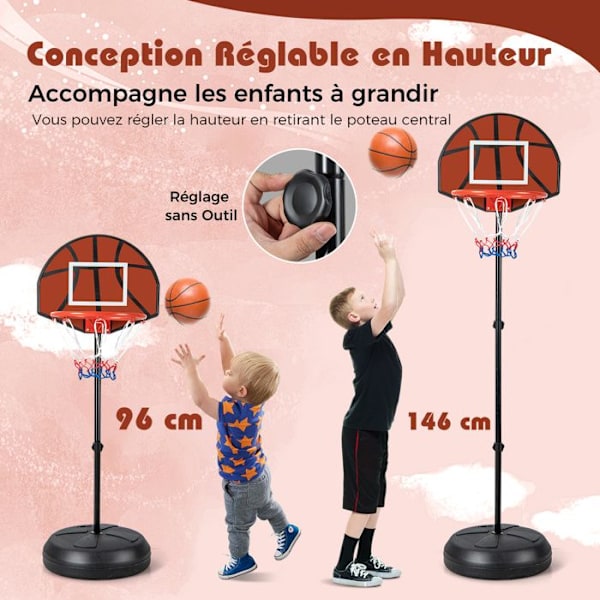 COSTWAY Stående Basketball Hoop - 2 i 1 dartskive - Justerbar højde 130-180 cm - Dobbeltsidet bagplade - Fyldbar base