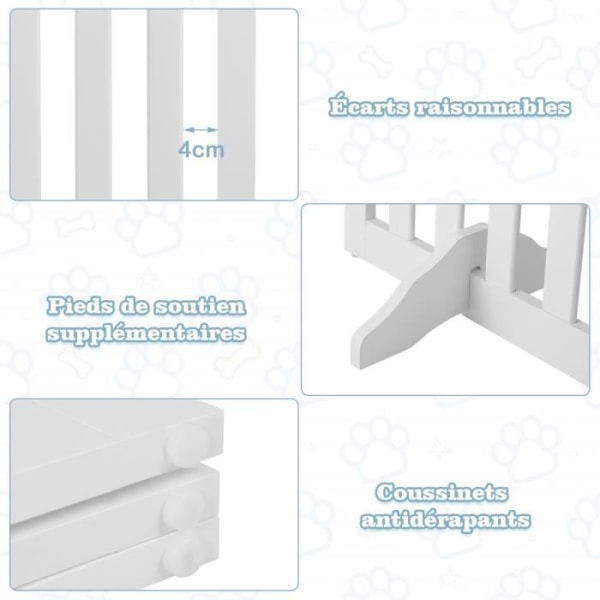 Modulaarinen kokoontaitettava lemmikkieläinsuoja - COSTWAY - Valkoinen - 6 paneelia - 89 cm hvid