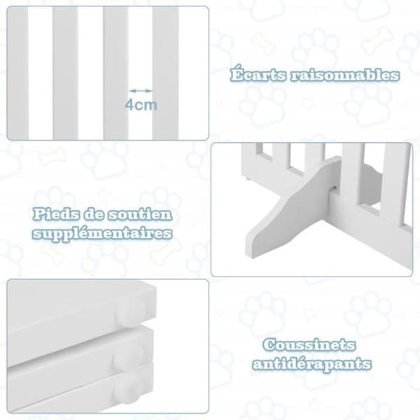 Modulär hopfällbar husdjursbarriär - COSTWAY - Vit - 6 paneler - 89cm Vit