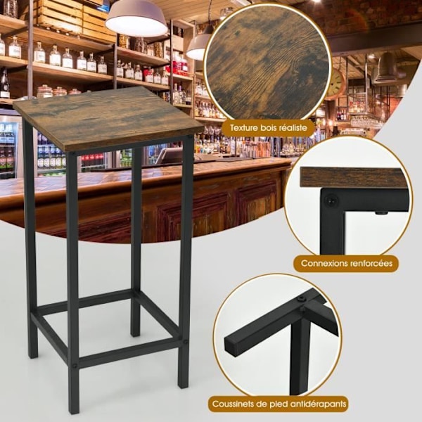 COSTWAY 4 Barstolar i industriell stil 30 x 30 x 65 CM (L x B x H) för kök, café, bistro, uteplats - Rustikbrun Rustik brun