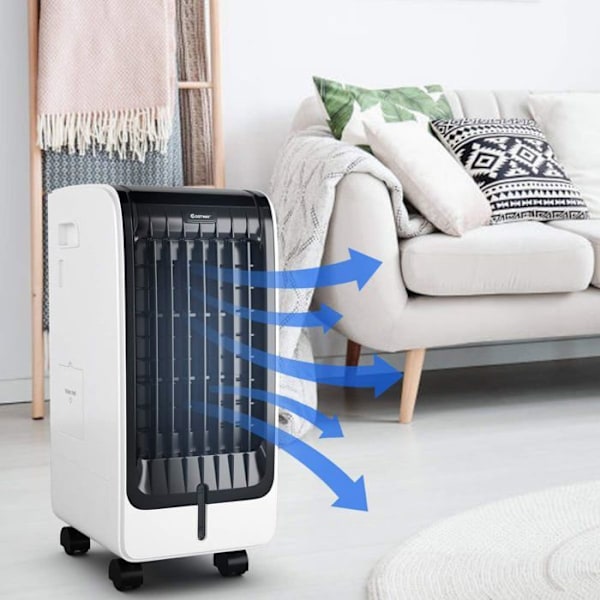 Mobilt Klimaanlæg 6L 4 i 1 COSTWAY-Luftkøler, Ventilator 75W-Fjernbetjening-Timer 8H-3 Hastigheder-32x25x57 cm-LCD Skærm Vit