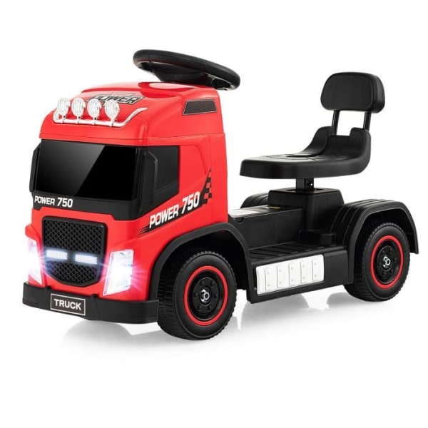 COSTWAY Elbil för barn 6V Lastbil - Musik, Horn, LED - Höjdjusterbar sits - 18 till 72 månader - 20 kg - Röd