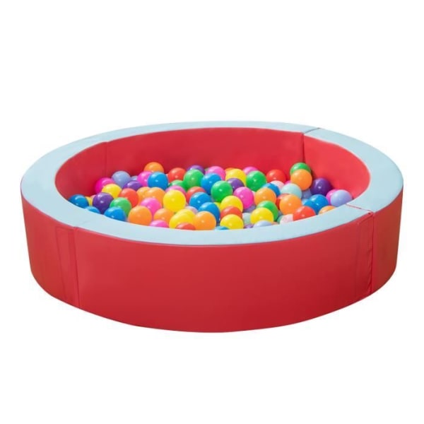 COSTWAY Dia.113 x 25,5 CM EPE bollgrop med 50 färgglada bollar, lätt att rengöra PU-yta för 3+ år gamla barn
