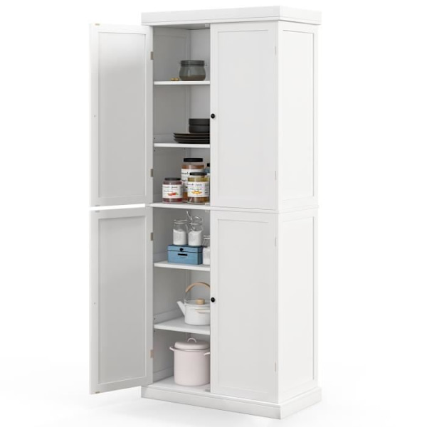COSTWAY Sideboard-Köksskåp - 4 dörrar, 2 justerbara hyllor, tippskydd - Vardagsrum, Matsal - Vit