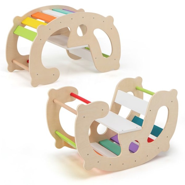 COSTWAY 2 in 1 Rocking Arch lapsille yli 12 kk, Montessori-kiipeilylelut mukava selkä ja istuin Flerfärgad