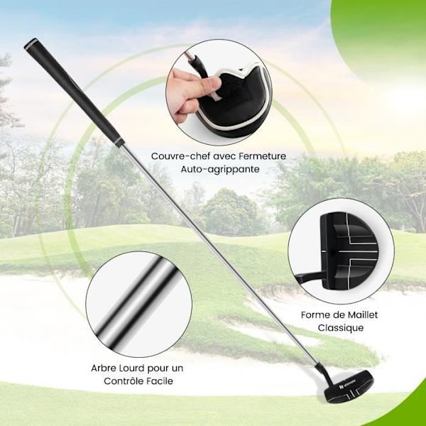 COSTWAY Golfputter - Bärbar 35 tum - Justeringslinjer - 3° Pinch Wedge - 72° Tilt