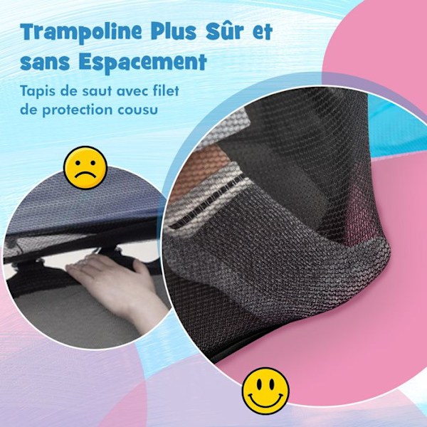 COSTWAY Have Trampoline til Børn Ø165CM, med Sikkerhedsnet, Fjedersupport og Stålstruktur, Macaron