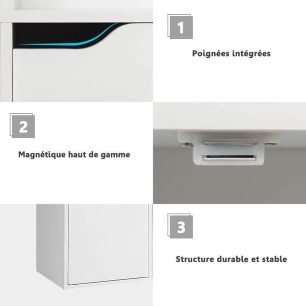 COSTWAY Bogreol Opbevaringsenhed - 5 døre 9 rum, anti-tip, legetøjsboks, hvid Vit