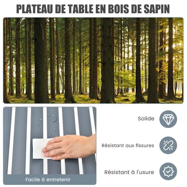 COSTWAY Gran Folde Camping Bord, Roll-up Top, Bæretaske, til Strand, Fiskeri, Picnic, Grå og Hvid