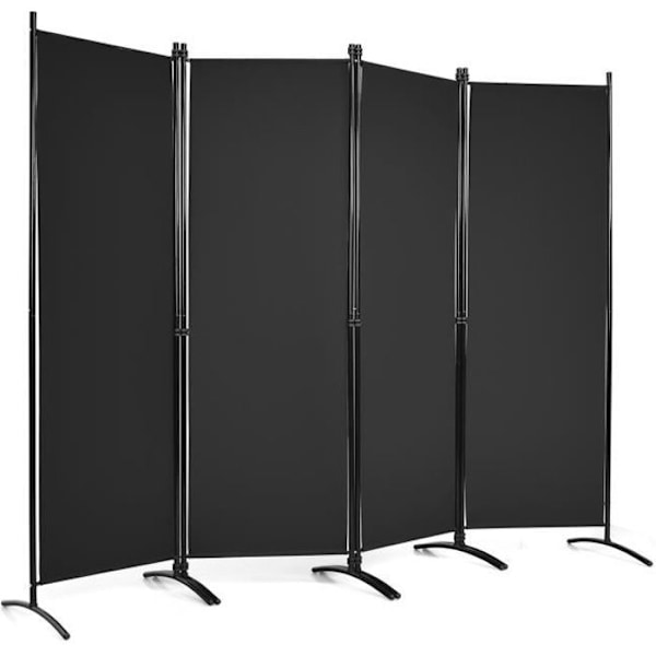 COSTWAY Stående Skærm 4 Paneler Foldbar 220x173 CM, Skillevæg Protect Privacy, Sort