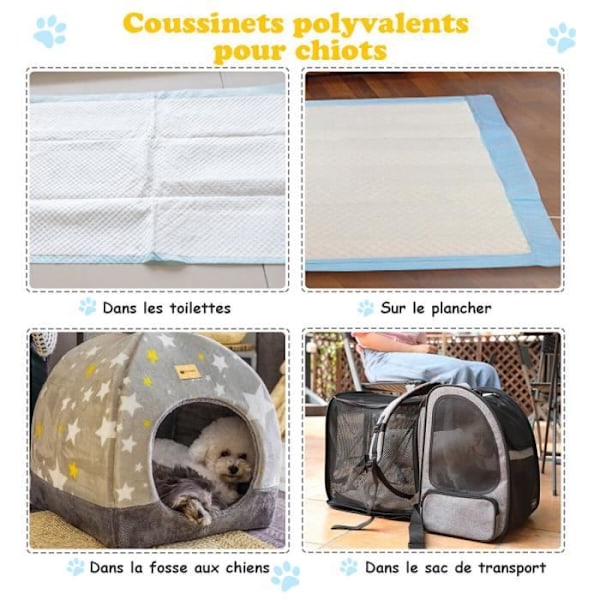 COSTWAY Pakkauksessa 300 koulutusmattoa koiranpentuille 60x43cm 5 kerrosta Hygienic Pottaharjoitteluun Super Absorbent