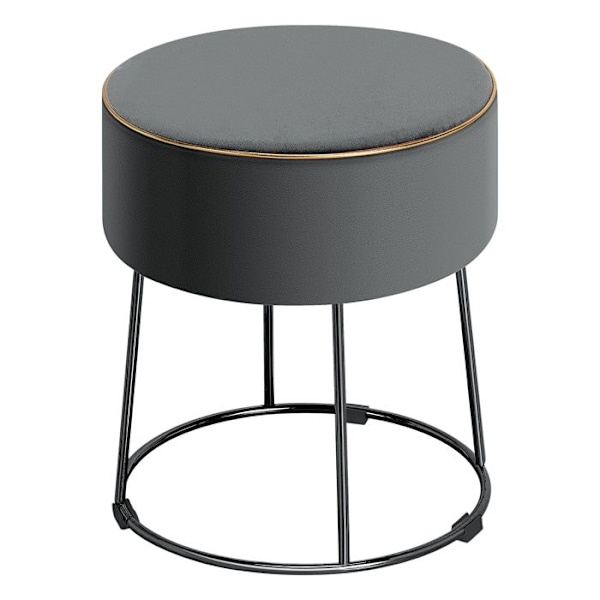 COSTWAY Rund Velvet Dressing taburet, osmannisk skammel, metalbund, til stue, soveværelse, entré, 35 × 35 × 41 cm, Grå