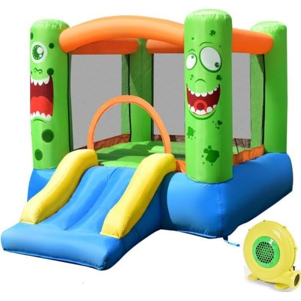 COSTWAY uppblåsbar lekplats för barn med blåsare 480 W Circle Basket Hoop Slide and Repair Kit