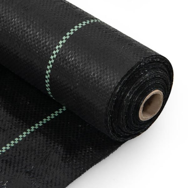 COSTWAY Mulch Cloth 50M x 1M-Ukrudtsbekæmpelse-Anti-UV-stof 60g-m2-med klar og lige ledelinje-sort Svart