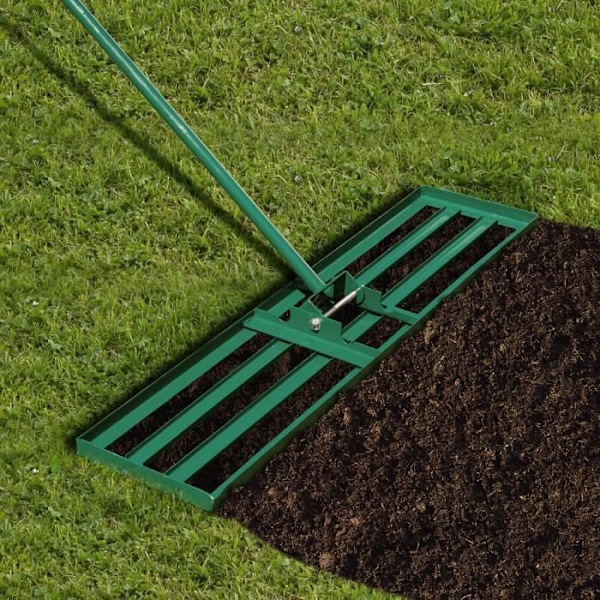 COSTWAY Plænejævningsrive 106 x 25 cm - 180° roterende U-formet hoved - Ergonomisk håndtag - Aftageligt skaft - Have, gård Grön