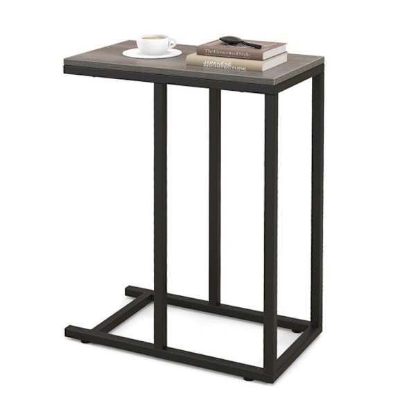 COSTWAY 'C'-format sidobord för soffa och säng, 45,5 x 25,5 x 64 cm, metallstomme för vardagsrum, sovrum, grå
