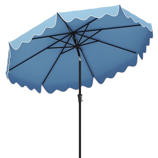 COSTWAY Læskærm til Have, Inklinerbar φ280 x 244 cm, med Dobbelt Tag og Vev, 8 Spidser til Have, Patio og Swimmingpool, Marineblå