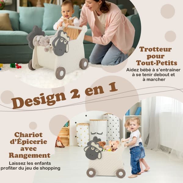COSTWAY Barnvagn för spädbarn, Barnvagn för barn 1-3 år, Beige Beige + Grå