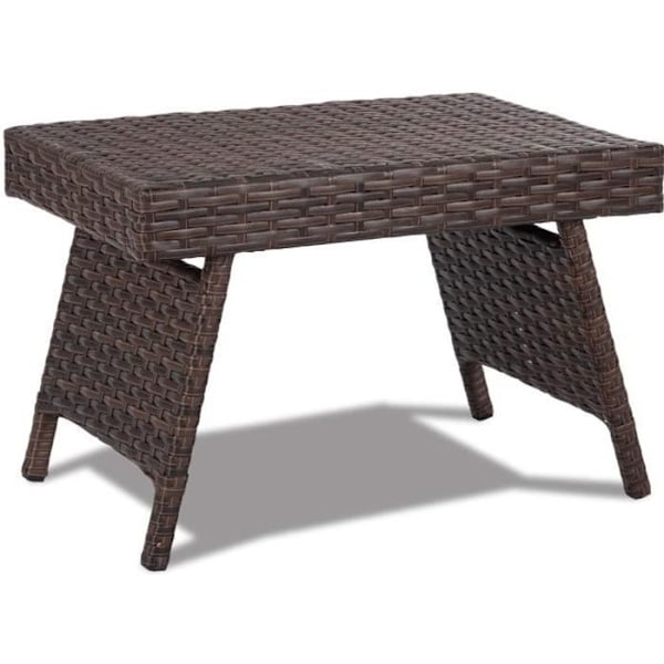 COSTWAY Sammenklappelig Havebord i Polyrotin, Sammenklappeligt Sidebord i Vævet Harpiks til Have, Balkon, Terrasse 60 x 40 x 39CM Brun