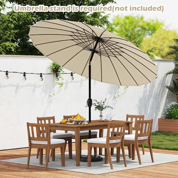 COSTWAY Grand Markise til Have 273 x 237 cm - 18 Stærke Spiler - Knap-tilbøjningsfunktion til Terrasse Patio UV-beskyttende