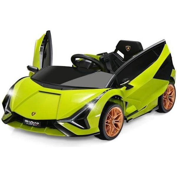 Lamborghini SIAN elbil 12V/4,5 Ah til børn 3-8 år, 2,4G fjernbetjening, 2 motorer, MP3, USB, TF, Radio, Story, Grøn Grön