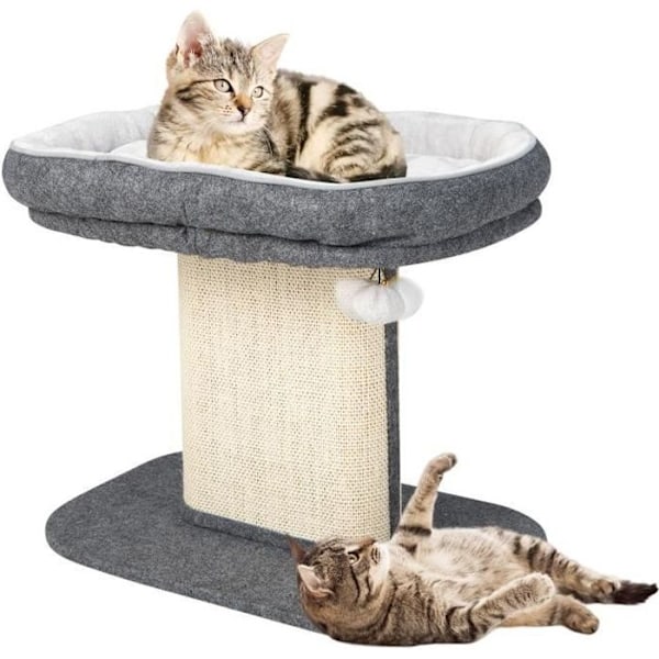 COSTWAY 50CM Tower Cat Tree - Stor plysch abborresäng - Hängande pumps - Sisal Scratching Tower för kattunge - Grå